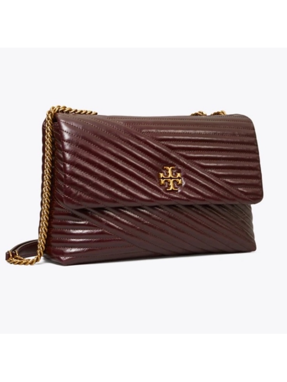Tory Burch Deep Burgundy Quilted Clutch